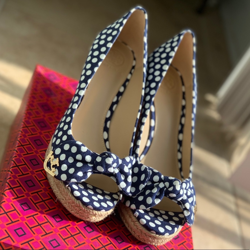 Tory Burch Dory Espadrille Peep Toe Wedges